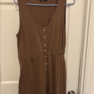 Brown Sleeveless Button-Down Dress